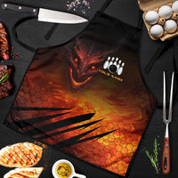 Custom Fiery Dragon Bowling Apron with Flaming Ball and Hexagon Flame Pattern - Wonder Print Shop