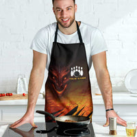 Custom Fiery Dragon Bowling Apron with Flaming Ball and Hexagon Flame Pattern - Wonder Print Shop