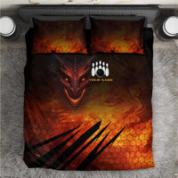 Custom Fiery Dragon Bowling Bedding Set with Flaming Ball and Hexagon Flame Pattern - Wonder Print Shop
