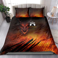 Custom Fiery Dragon Bowling Bedding Set with Flaming Ball and Hexagon Flame Pattern - Wonder Print Shop