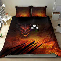 Custom Fiery Dragon Bowling Bedding Set with Flaming Ball and Hexagon Flame Pattern - Wonder Print Shop