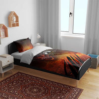 Custom Fiery Dragon Bowling Bedding Set with Flaming Ball and Hexagon Flame Pattern - Wonder Print Shop