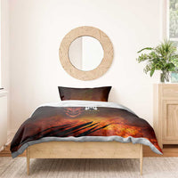 Custom Fiery Dragon Bowling Bedding Set with Flaming Ball and Hexagon Flame Pattern - Wonder Print Shop