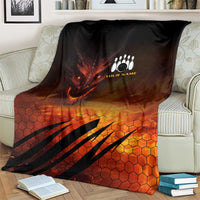 Custom Fiery Dragon Bowling Blanket with Flaming Ball and Hexagon Flame Pattern - Wonder Print Shop