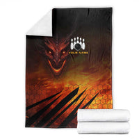 Custom Fiery Dragon Bowling Blanket with Flaming Ball and Hexagon Flame Pattern - Wonder Print Shop