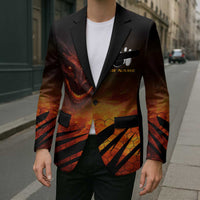 Custom Fiery Dragon Bowling Blazer with Flaming Ball and Hexagon Flame Pattern - Wonder Print Shop