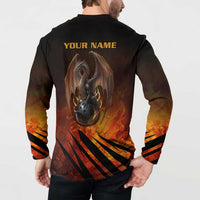 Custom Fiery Dragon Bowling Button Sweatshirt with Flaming Ball and Hexagon Flame Pattern - Wonder Print Shop