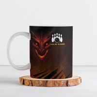 Custom Fiery Dragon Bowling Ceramic Mug with Flaming Ball and Hexagon Flame Pattern - Wonder Print Shop
