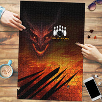 Custom Fiery Dragon Bowling Puzzle with Flaming Ball and Hexagon Flame Pattern - Wonder Print Shop