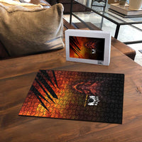 Custom Fiery Dragon Bowling Puzzle with Flaming Ball and Hexagon Flame Pattern - Wonder Print Shop