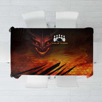 Custom Fiery Dragon Bowling Tablecloth with Flaming Ball and Hexagon Flame Pattern - Wonder Print Shop
