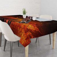Custom Fiery Dragon Bowling Tablecloth with Flaming Ball and Hexagon Flame Pattern - Wonder Print Shop