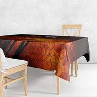 Custom Fiery Dragon Bowling Tablecloth with Flaming Ball and Hexagon Flame Pattern - Wonder Print Shop