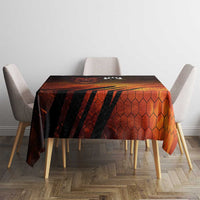 Custom Fiery Dragon Bowling Tablecloth with Flaming Ball and Hexagon Flame Pattern - Wonder Print Shop