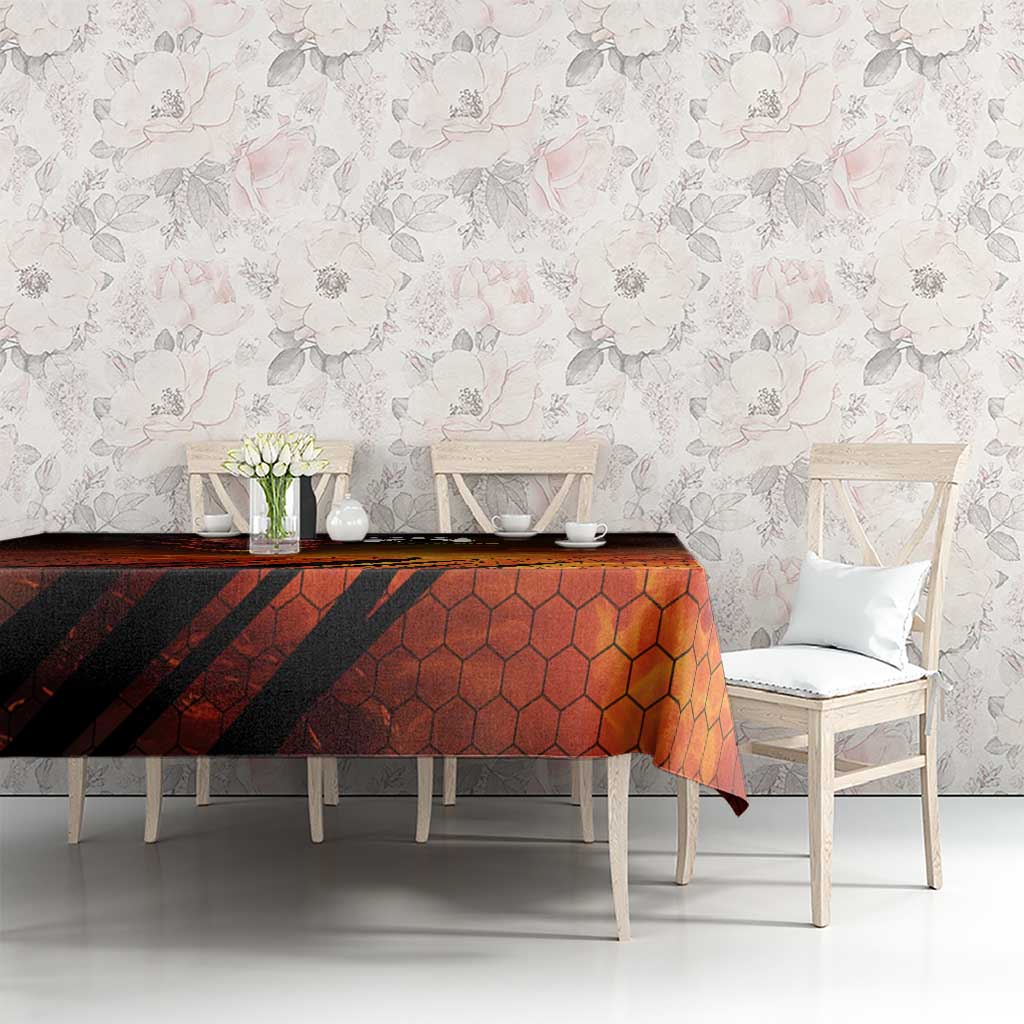 Custom Fiery Dragon Bowling Tablecloth with Flaming Ball and Hexagon Flame Pattern - Wonder Print Shop