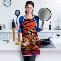 Custom Turkey Bowling Apron with Cartoon Turkey Striker and Orange Geometric Pattern - Wonder Print Shop