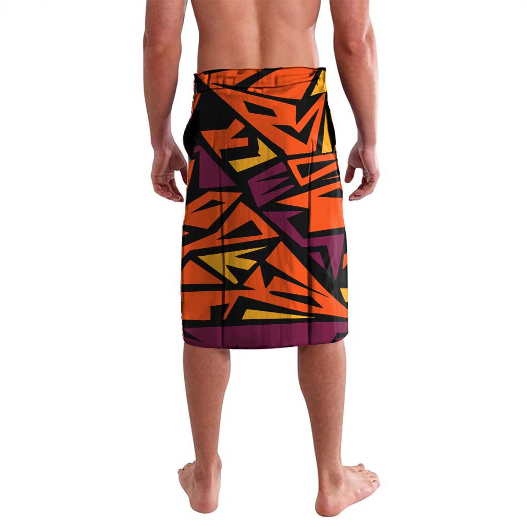 Custom Turkey Bowling Lavalava with Cartoon Turkey Striker and Orange Geometric Pattern - Wonder Print Shop