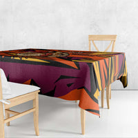 Custom Turkey Bowling Tablecloth with Cartoon Turkey Striker and Orange Geometric Pattern - Wonder Print Shop