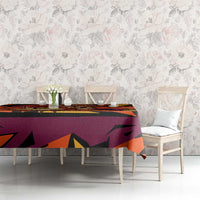 Custom Turkey Bowling Tablecloth with Cartoon Turkey Striker and Orange Geometric Pattern - Wonder Print Shop