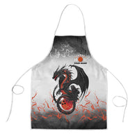 Custom Black Dragon Bowling Apron with Fiery Ball and Thunderstorm Lightning Pattern - Wonder Print Shop