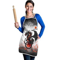 Custom Black Dragon Bowling Apron with Fiery Ball and Thunderstorm Lightning Pattern - Wonder Print Shop