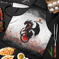 Custom Black Dragon Bowling Apron with Fiery Ball and Thunderstorm Lightning Pattern - Wonder Print Shop
