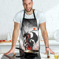 Custom Black Dragon Bowling Apron with Fiery Ball and Thunderstorm Lightning Pattern - Wonder Print Shop
