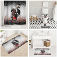 Custom Black Dragon Bowling Bathroom Set with Fiery Ball and Thunderstorm Lightning Pattern - Wonder Print Shop