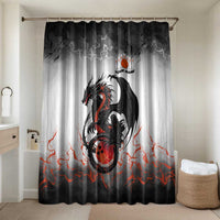 Custom Black Dragon Bowling Bathroom Set with Fiery Ball and Thunderstorm Lightning Pattern - Wonder Print Shop