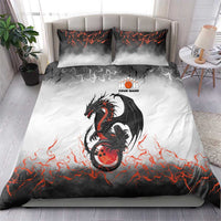 Custom Black Dragon Bowling Bedding Set with Fiery Ball and Thunderstorm Lightning Pattern - Wonder Print Shop