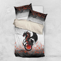 Custom Black Dragon Bowling Bedding Set with Fiery Ball and Thunderstorm Lightning Pattern - Wonder Print Shop
