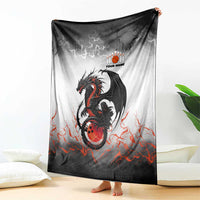 Custom Black Dragon Bowling Blanket with Fiery Ball and Thunderstorm Lightning Pattern - Wonder Print Shop