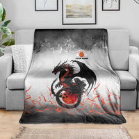 Custom Black Dragon Bowling Blanket with Fiery Ball and Thunderstorm Lightning Pattern - Wonder Print Shop