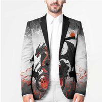 Custom Black Dragon Bowling Blazer with Fiery Ball and Thunderstorm Lightning Pattern - Wonder Print Shop