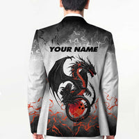 Custom Black Dragon Bowling Blazer with Fiery Ball and Thunderstorm Lightning Pattern - Wonder Print Shop