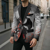 Custom Black Dragon Bowling Blazer with Fiery Ball and Thunderstorm Lightning Pattern - Wonder Print Shop