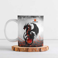 Custom Black Dragon Bowling Ceramic Mug with Fiery Ball and Thunderstorm Lightning Pattern - Wonder Print Shop