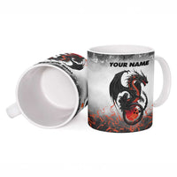 Custom Black Dragon Bowling Ceramic Mug with Fiery Ball and Thunderstorm Lightning Pattern - Wonder Print Shop