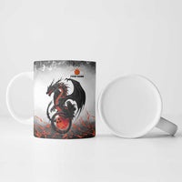 Custom Black Dragon Bowling Ceramic Mug with Fiery Ball and Thunderstorm Lightning Pattern - Wonder Print Shop