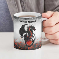 Custom Black Dragon Bowling Ceramic Mug with Fiery Ball and Thunderstorm Lightning Pattern - Wonder Print Shop