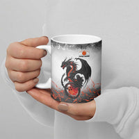 Custom Black Dragon Bowling Ceramic Mug with Fiery Ball and Thunderstorm Lightning Pattern - Wonder Print Shop