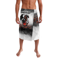 Custom Black Dragon Bowling Lavalava with Fiery Ball and Thunderstorm Lightning Pattern - Wonder Print Shop