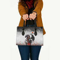 Custom Black Dragon Bowling Leather Bag with Fiery Ball and Thunderstorm Lightning Pattern - Wonder Print Shop