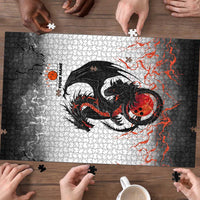 Custom Black Dragon Bowling Puzzle with Fiery Ball and Thunderstorm Lightning Pattern - Wonder Print Shop