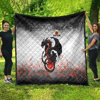 Custom Black Dragon Bowling Quilt with Fiery Ball and Thunderstorm Lightning Pattern - Wonder Print Shop