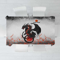 Custom Black Dragon Bowling Tablecloth with Fiery Ball and Thunderstorm Lightning Pattern - Wonder Print Shop