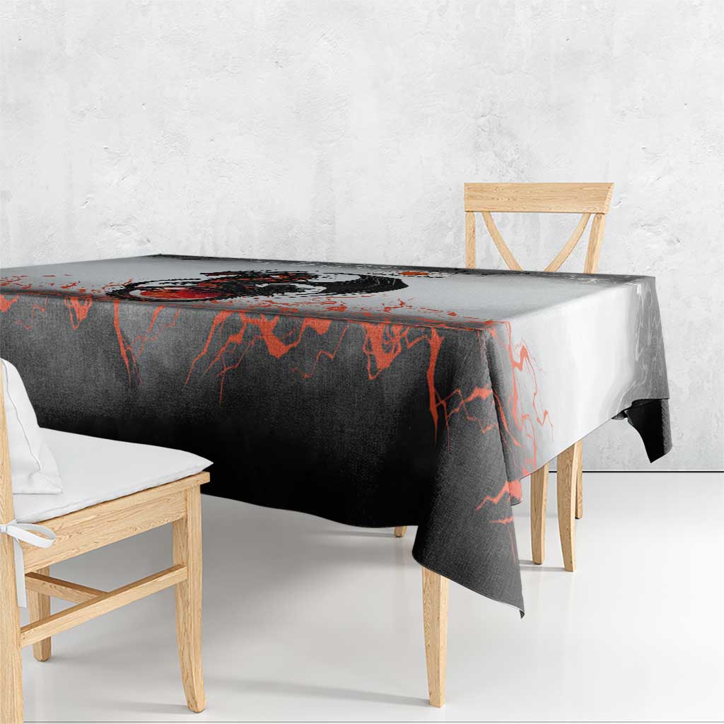 Custom Black Dragon Bowling Tablecloth with Fiery Ball and Thunderstorm Lightning Pattern - Wonder Print Shop
