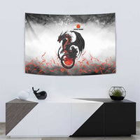 Custom Black Dragon Bowling Tapestry with Fiery Ball and Thunderstorm Lightning Pattern - Wonder Print Shop