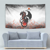 Custom Black Dragon Bowling Tapestry with Fiery Ball and Thunderstorm Lightning Pattern - Wonder Print Shop