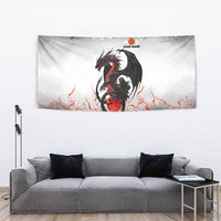 Custom Black Dragon Bowling Tapestry with Fiery Ball and Thunderstorm Lightning Pattern - Wonder Print Shop